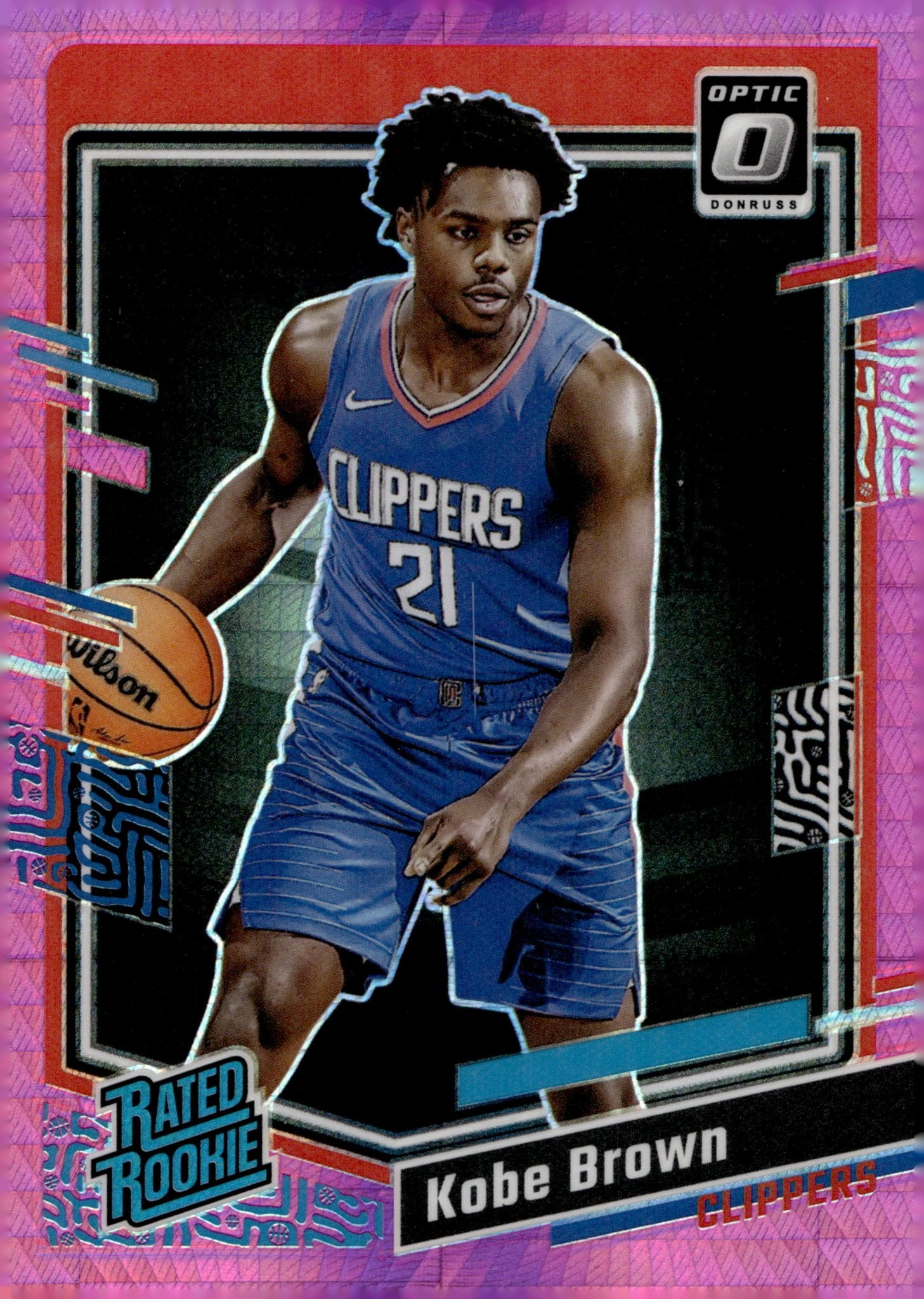 Kobe Brown 2023 - 24 Panini Donruss Optic Rated Rookie Pink Prism Prizm RC #232 - Collector Store LLC