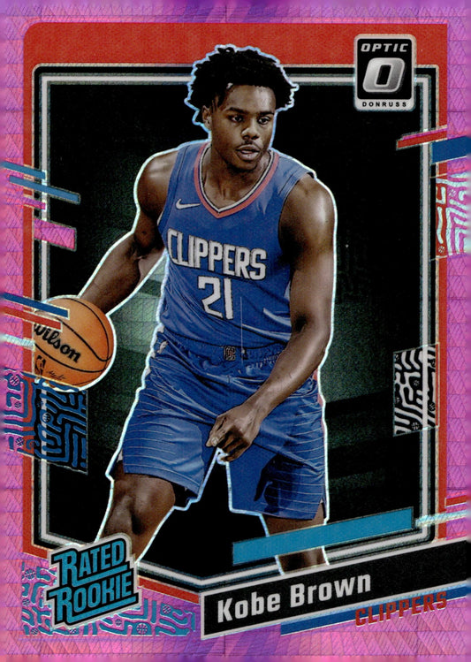 Kobe Brown 2023 - 24 Panini Donruss Optic Rated Rookie Pink Prism Prizm RC #232 - Collector Store LLC