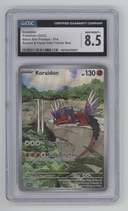 Koraidon Pokemon Scarlet & Violet Elite Trainer Box Black Star Promo #14 CGC 8.5 Koraidon Pokemon Scarlet & Violet Elite Trainer Box Black Star Promo #14 CGC 8.5