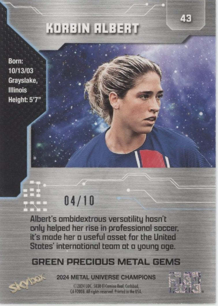 Korbin Albert 2024 Metal Universe Champions Green Precious Metal Gems RC /10 - Collector Store LLC
