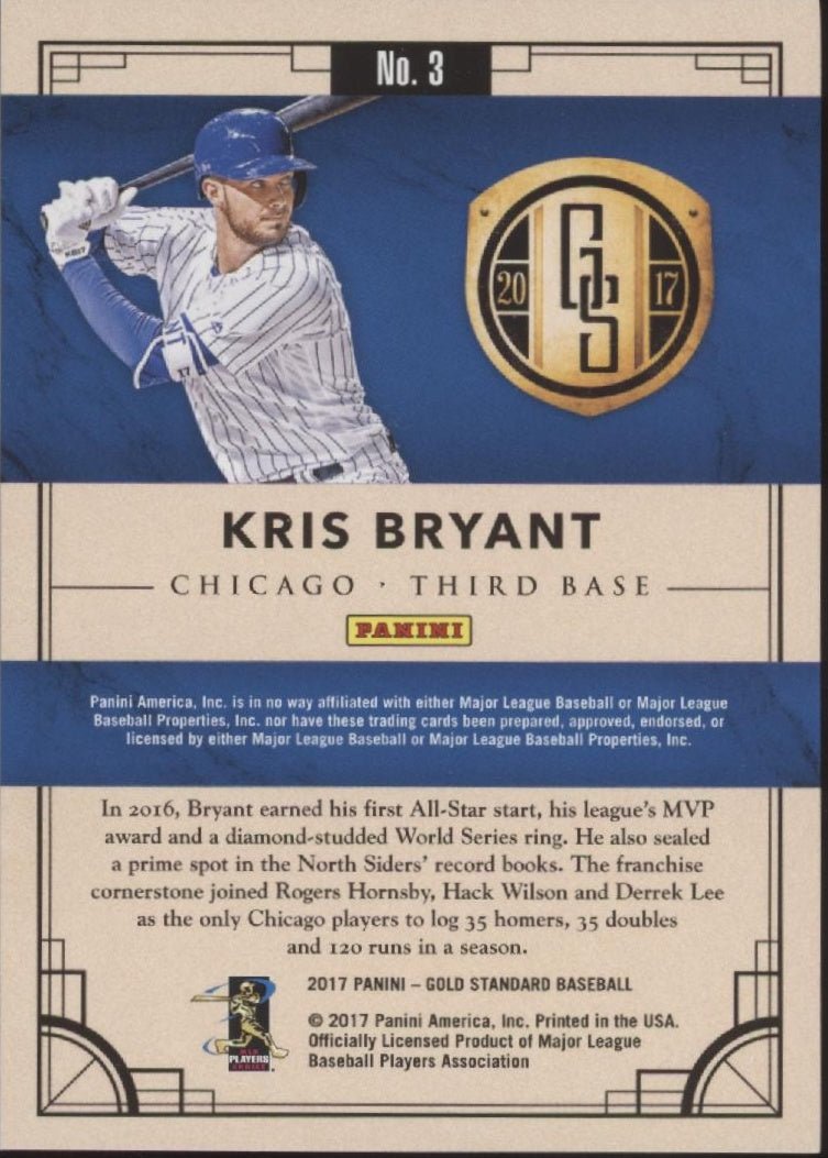 Kris Bryant 2017 Panini Gold Standard Blue 70/79 #3 - Collector Store LLC