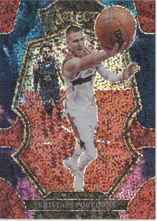 Kristaps Porzingis 2022 - 23 Panini Select Pink & Blue Speckle Prizm #104 - Collector Store LLC