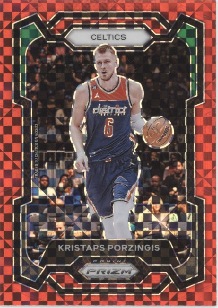 Kristaps Porzingis 2023 - 24 Panini Prizm Red Checkerboard Prizm 25/75 #8 - Collector Store LLC