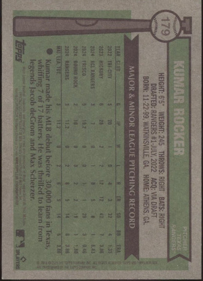 Kumar Rocker 2025 Topps Heritage Color of the Year RC 33/76 179 - Collector Store LLC