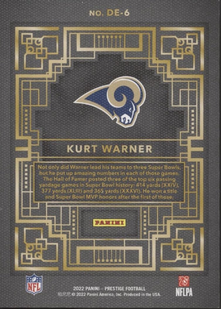 Kurt Warner 2022 Panini Prestige Decorated #DE - 6 - Collector Store LLC