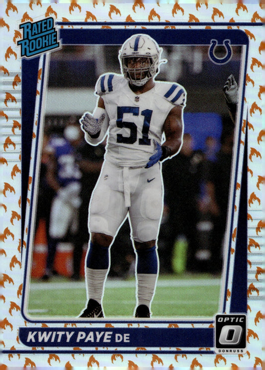 Kwity Paye 2021 Panini Donruss Optic Rated Rookie Fire Prizm RC #248 - Collector Store LLC