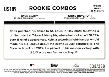 Kyle Leahy / Chris Roycroft 2024 Topps Update Series Orange Foilboard RC 038/299 - Collector Store LLC