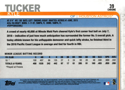 Kyle Tucker 2019 Topps Chrome RC #39 - Collector Store LLC