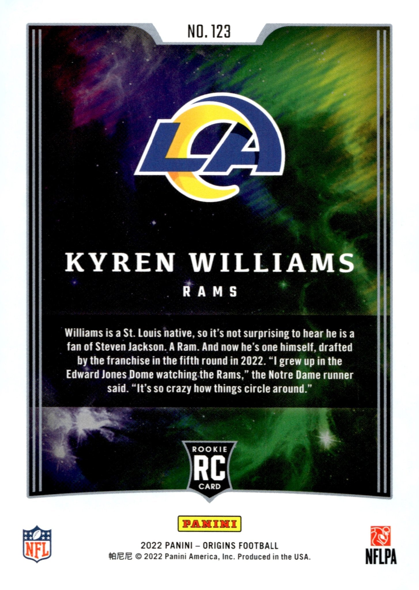 Kyren Williams 2022 Panini Origins RC #123 - Collector Store LLC
