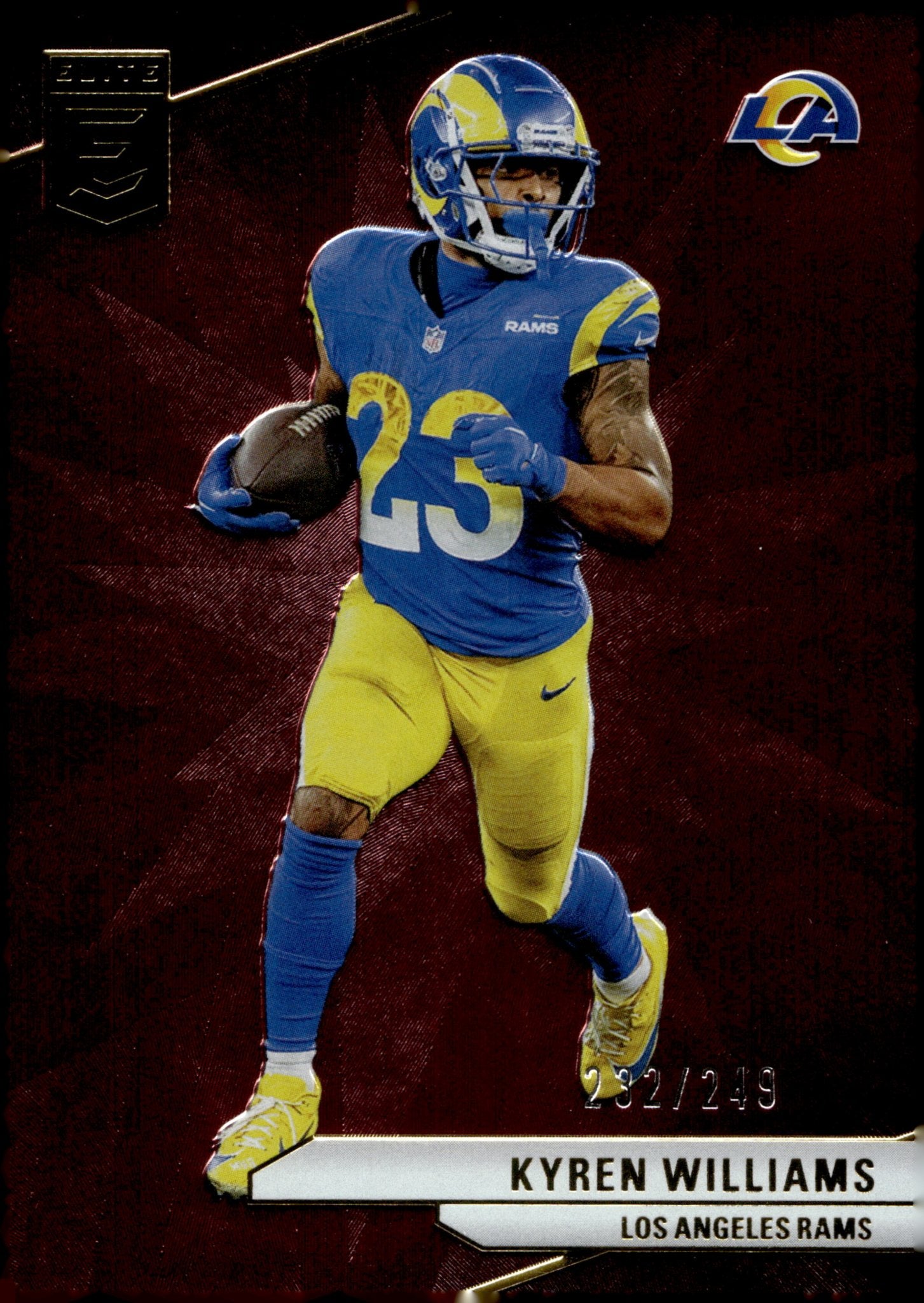 Kyren Williams 2024 Panini Donruss Elite Maroon 232/249 #63 - Collector Store LLC