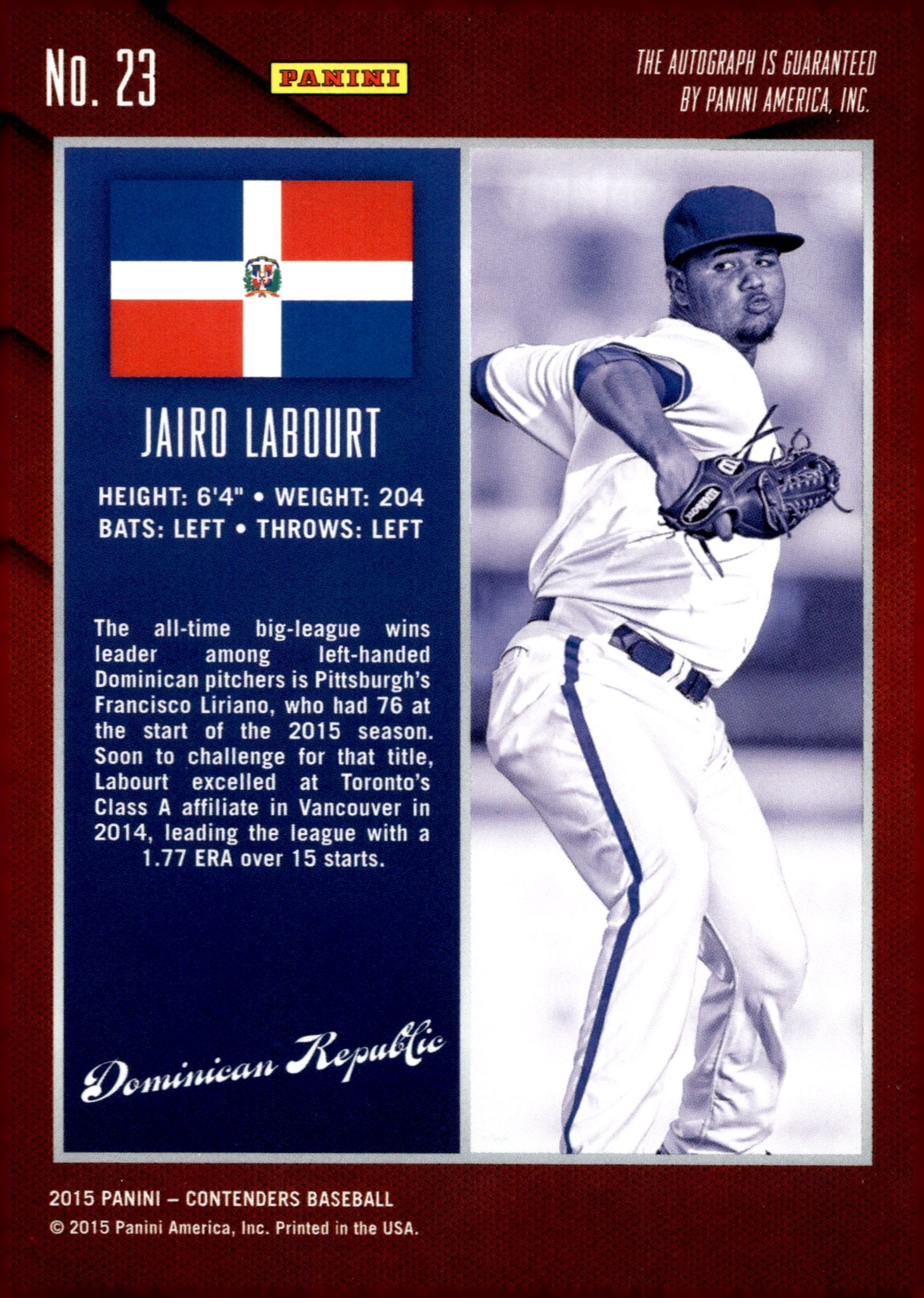 Lairo Labourt 2015 Panini Contenders Playoff Ticket International Auto 08/15 23 - Collector Store LLC