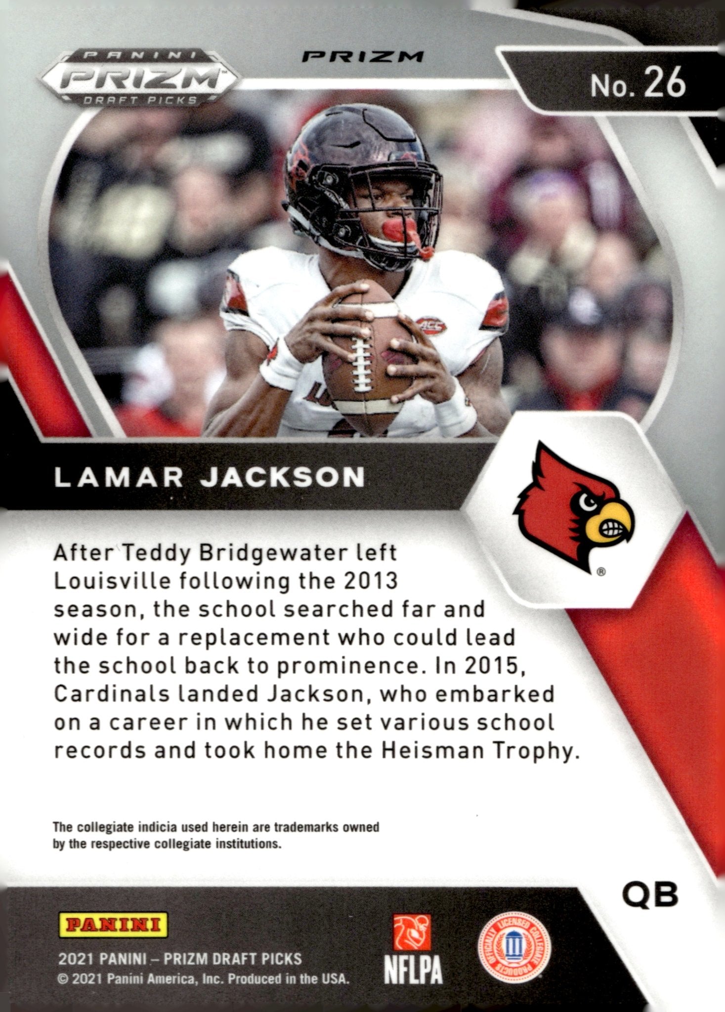 Lamar Jackson 2021 Panini Prizm Draft Picks Red Wave Prizm #26 - Collector Store LLC