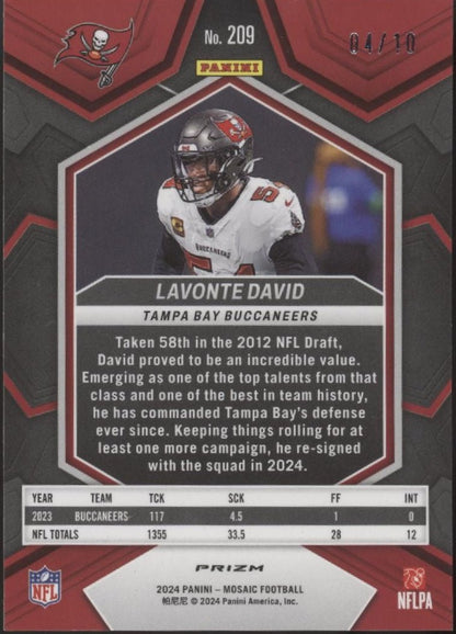 Lavonte David 2024 Panini Mosaic Pink Prizm 04/10 #209 - Collector Store LLC