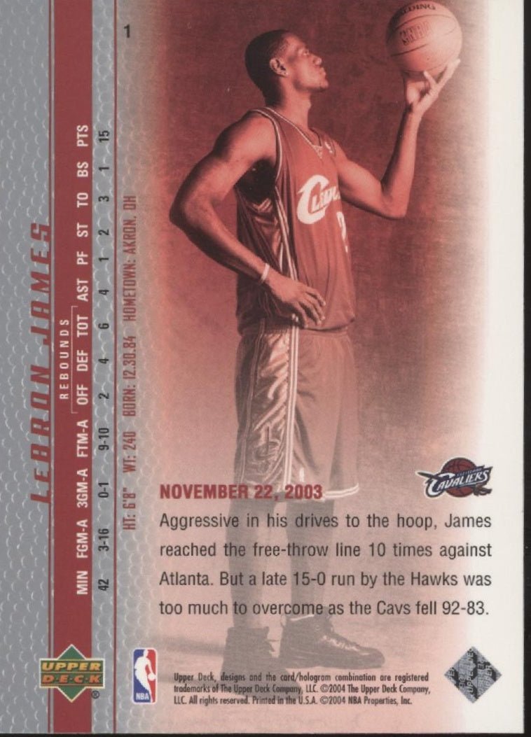 LeBron James 2003 - 04 Upper Deck Phenomenal Beginning RC #1 - Collector Store LLC