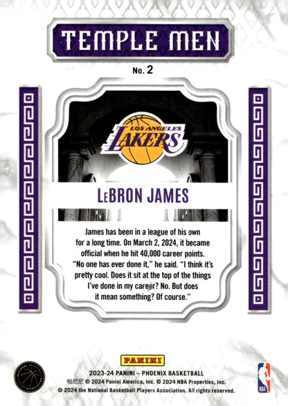 LeBron James 2023 - 24 Panini Phoenix Temple Men #2 - Collector Store LLC