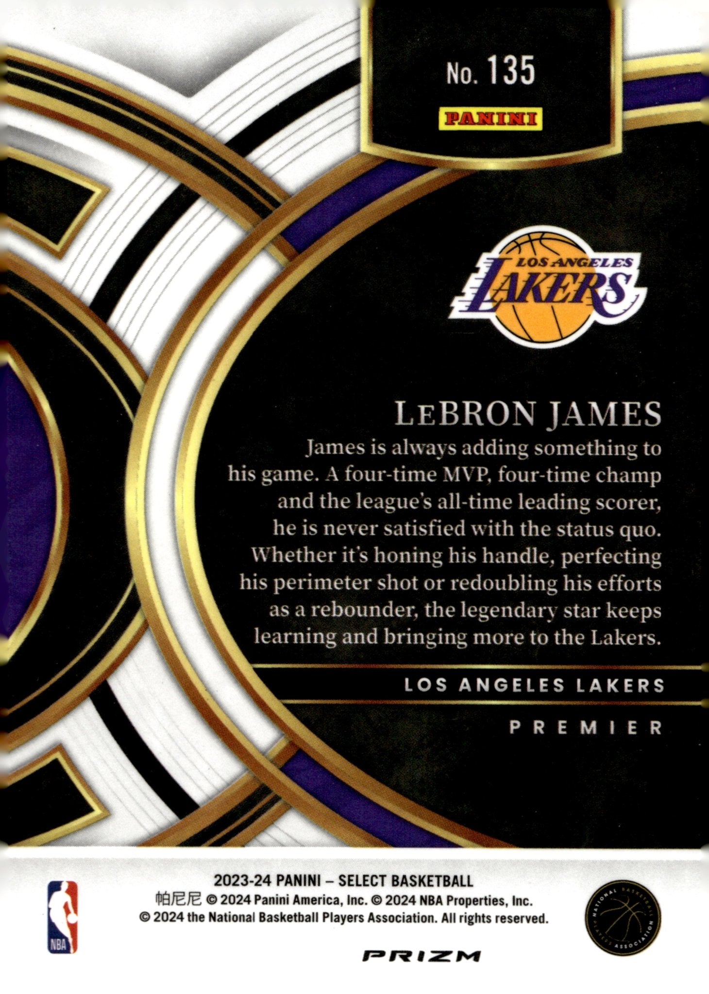 LeBron James 2023 - 24 Panini Select Tri Color Prizm #135 - Collector Store LLC