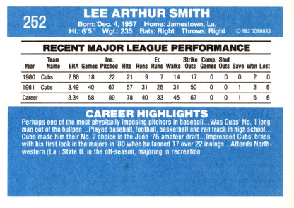 Lee Smith 1982 Donruss #252 #2 - Collector Store LLC
