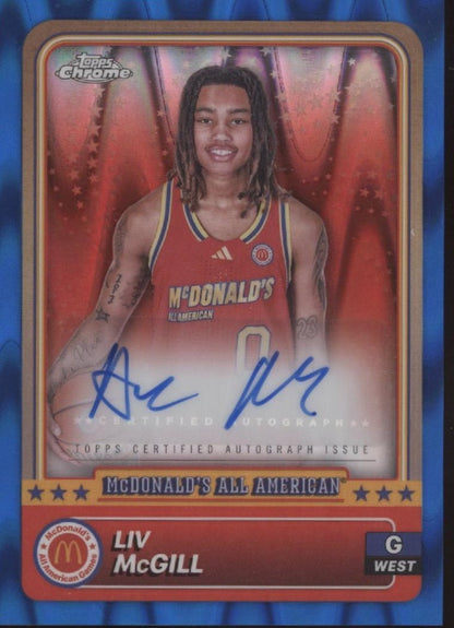 Liv McGil 2024 Topps Chrome McDonald's All American Blue Ray Wave Refractor Auto - Collector Store LLC