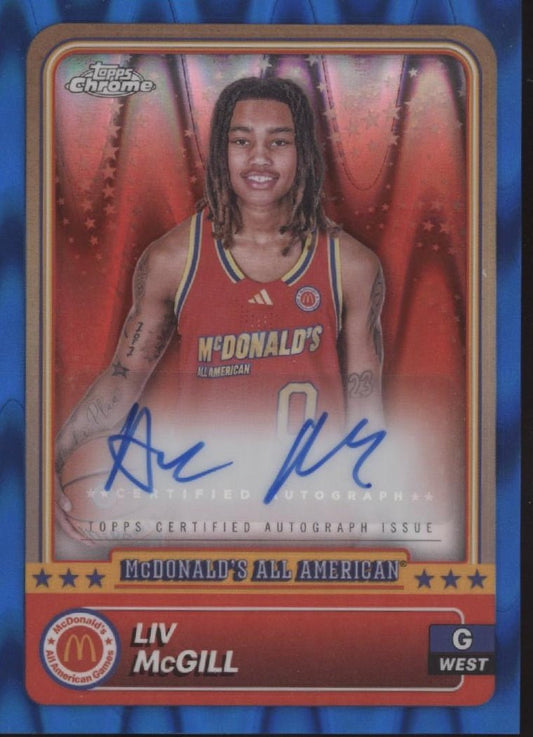 Liv McGil 2024 Topps Chrome McDonald's All American Blue Ray Wave Refractor Auto - Collector Store LLC
