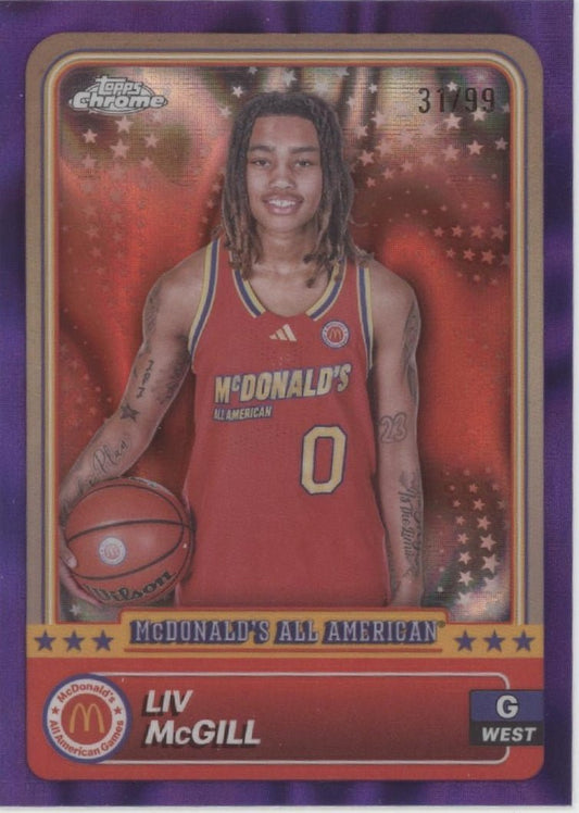 Liv McGil 2024 Topps Chrome McDonald's All American Purple Lava Refractor 31/99 - Collector Store LLC