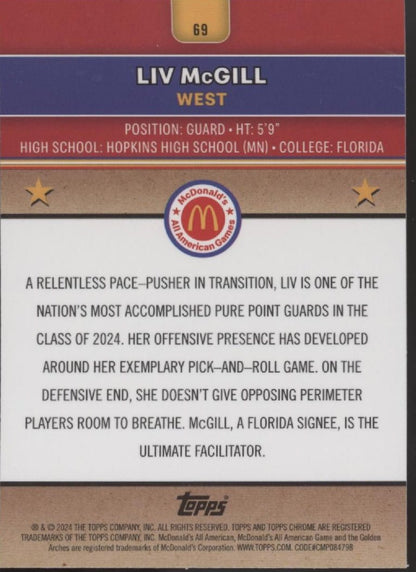 Liv McGil 2024 Topps Chrome McDonald's All American Purple Lava Refractor 31/99 - Collector Store LLC