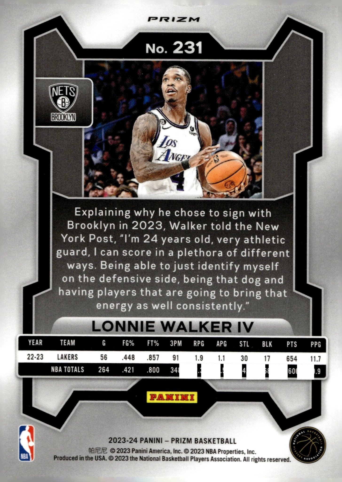 Lonnie Walker IV 2023 - 24 Panini Prizm Pink Ice Prizm #231 - Collector Store LLC