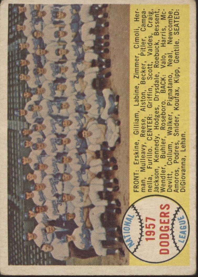 Los Angeles Dodgers 1958 Topps Team Card #71 VG - EX - Collector Store LLC