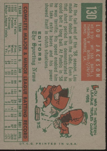 Lou Jackson 1959 Topps Sporting News RC #130 Chicago Cubs EX - Collector Store LLC