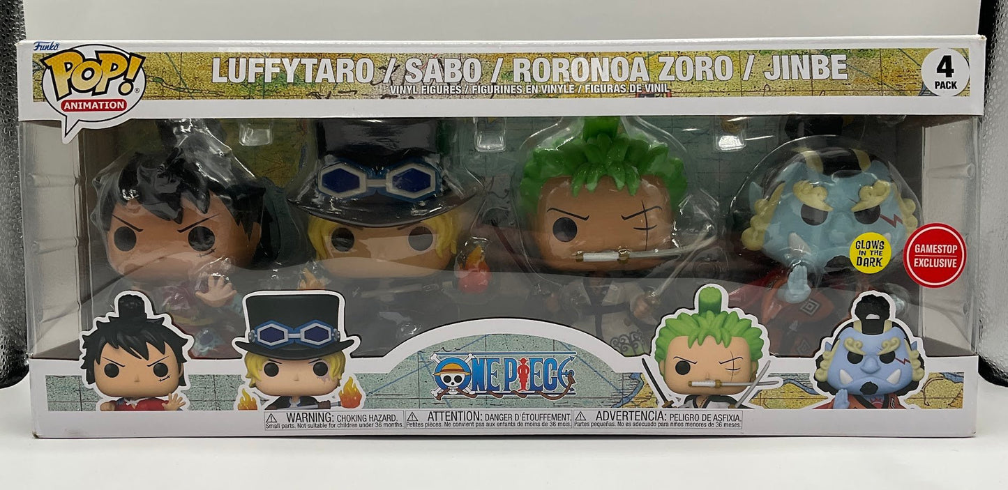 Luffytaro / Sabo / Roronoa Zoro / Jinbe Funko Pop One Piece 4 Pack GITD GameStop - Collector Store LLC