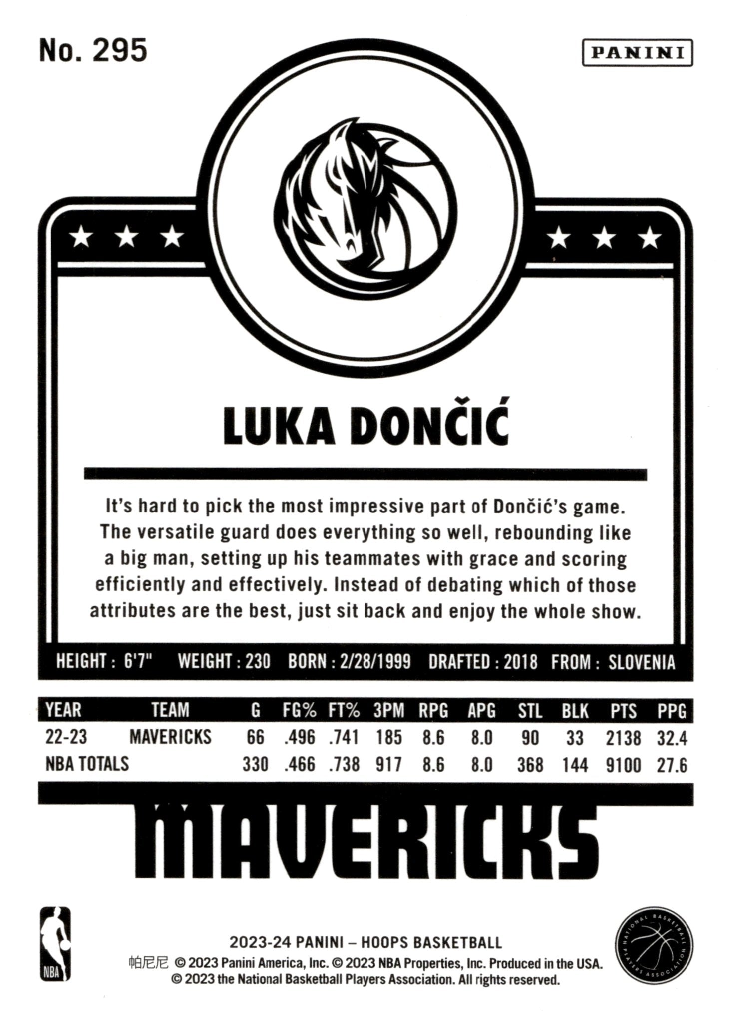Luka Doncic 2023 - 24 Panini Hoops #295 - Collector Store LLC