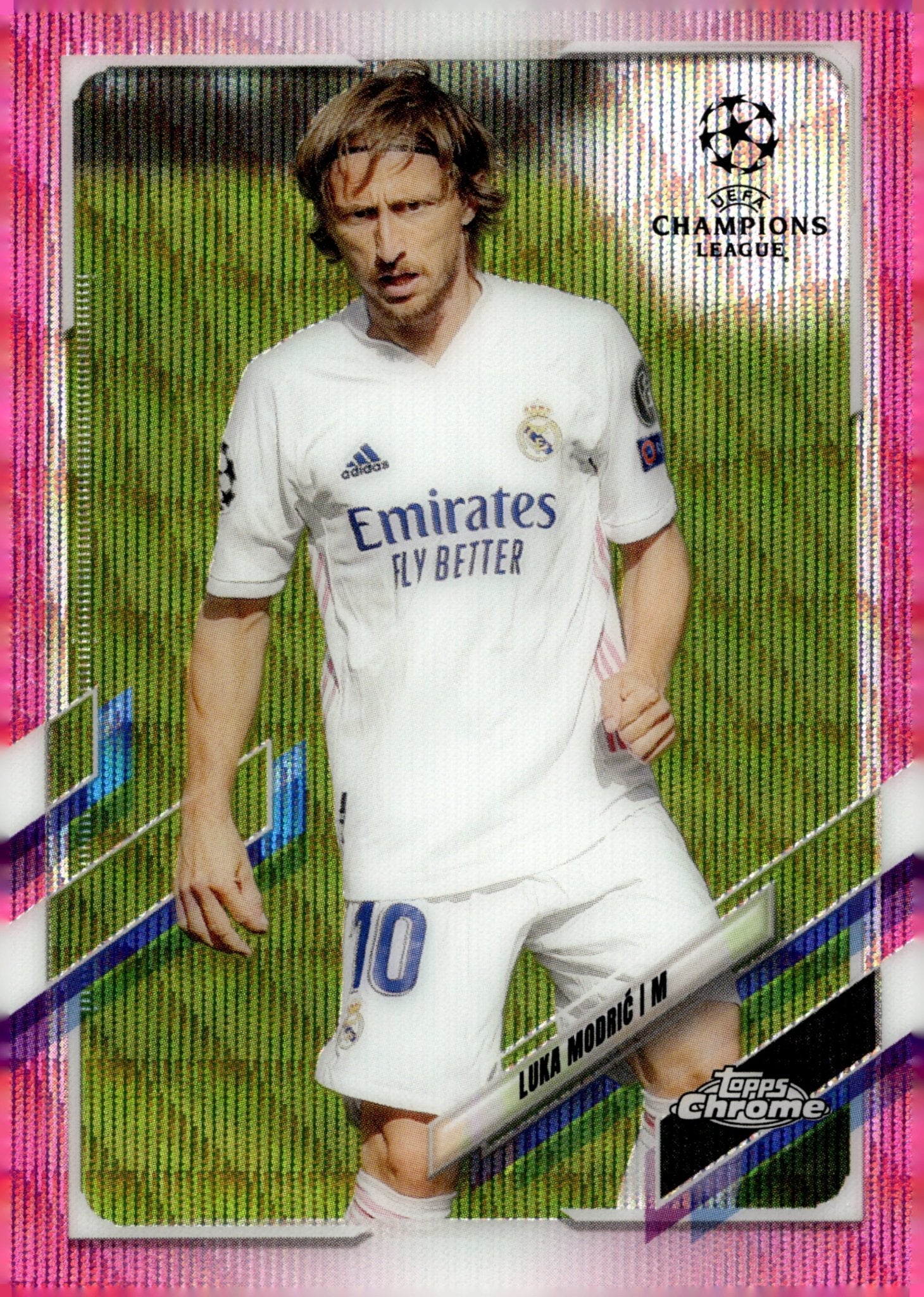 Luka Modric 2020 - 21 Topps Chrome UCL Pink Wave Refractor #75 - Collector Store LLC
