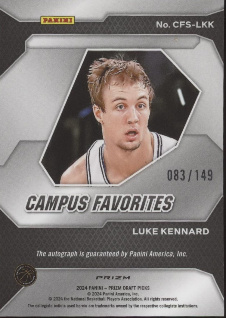 Luke Kennard 2024 Prizm Draft Picks Campus Favorites Blue Prizm Auto 083/149 - Collector Store LLC