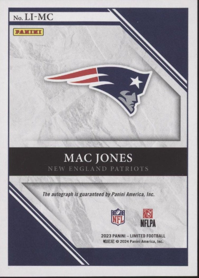 Mac Jones 2023 Panini Limited Ink Red Auto 02/25 #LI - MC - Collector Store LLC