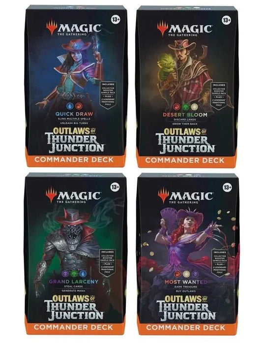 Magic the Gathering: Outlaws of Thunder Junction Commander Deck Set (Set of 4) - Collector Store LLC