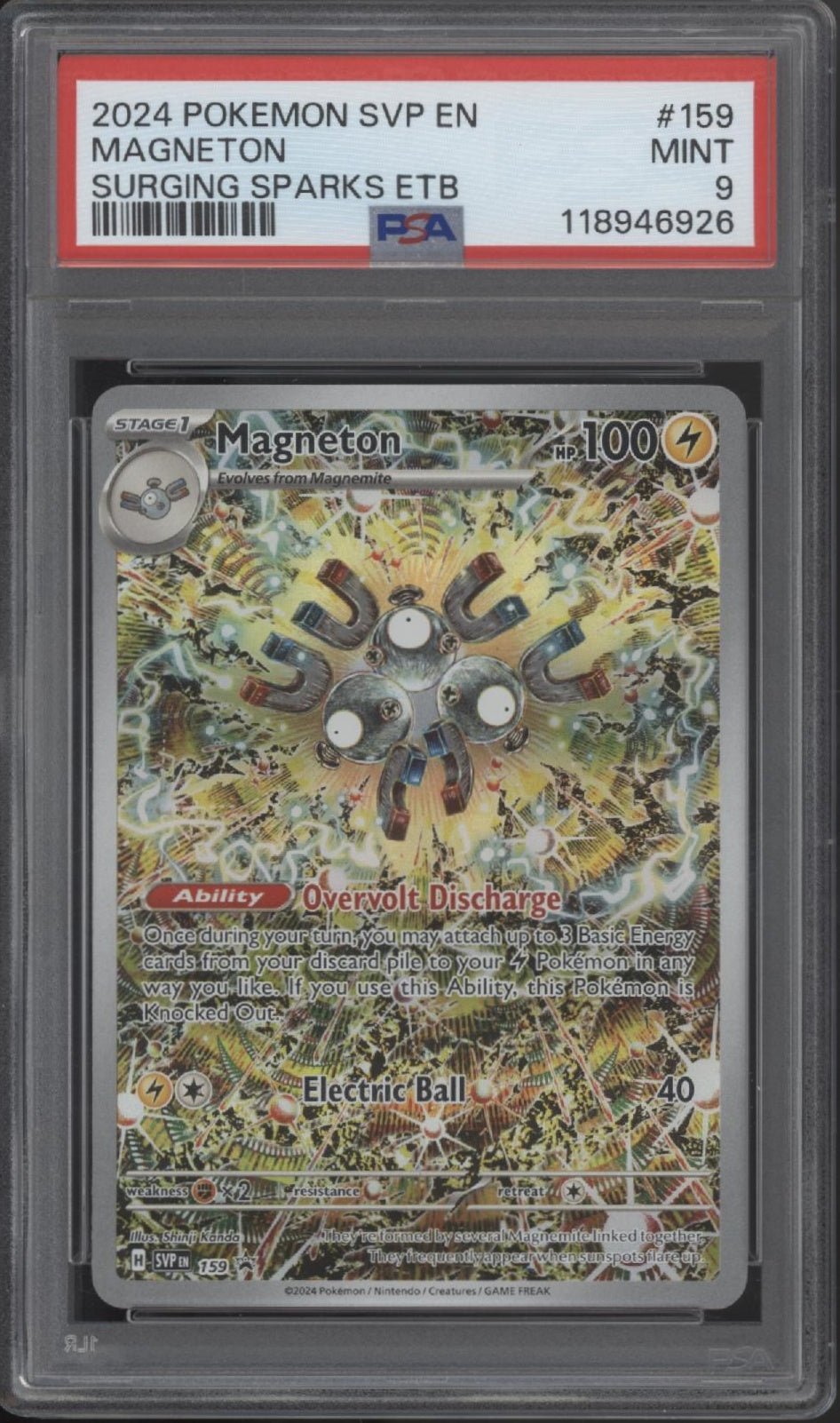 Magneton Pokemon Surging Sparks ETB 159 PSA 9 2 - Collector Store LLC