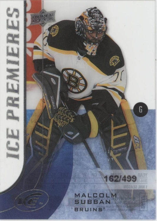 Malcom Subban 2015 - 16 Upper Deck Ice Premiers Clear Card 162/499 187 - Collector Store LLC