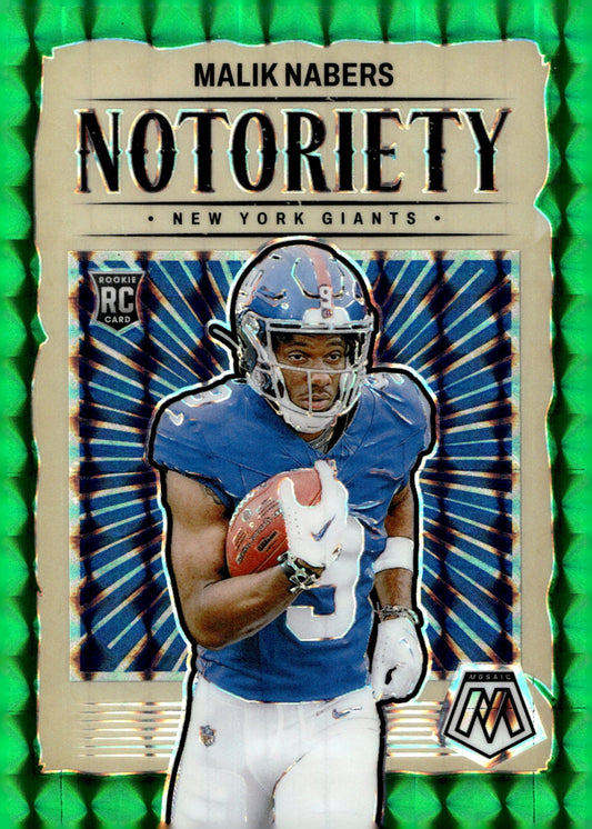 Malik Nabers 2024 Panini Mosaic Notoriety Green Prizm RC #23 #2 - Collector Store LLC