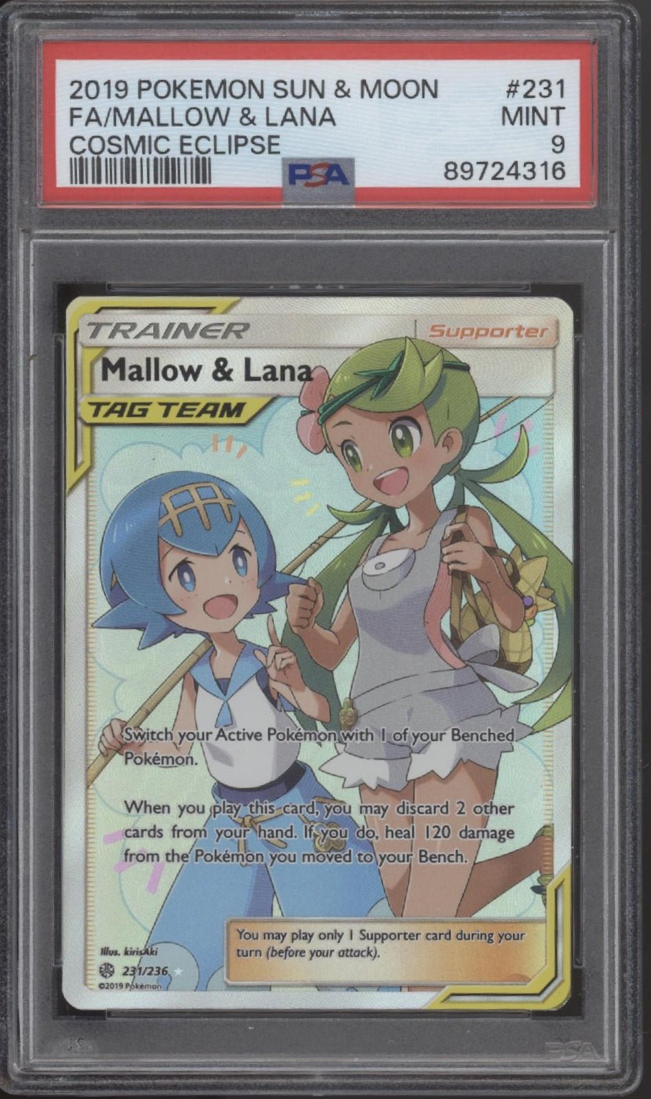 Mallow & Lana Pokemon Cosmic Eclipse Full Art #231 PSA 9 - Collector Store LLC