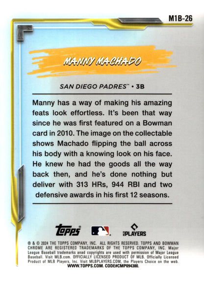 Manny Machado 2024 Bowman Chrome My 1st Bowman Mojo Refractor #M1B - 26 - Collector Store LLC