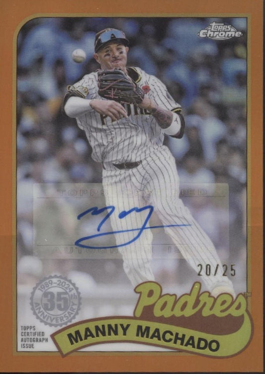 Manny Machado 2024 Topps Chrome Update Series '89 Orange Refractor Auto 20/25 - Collector Store LLC