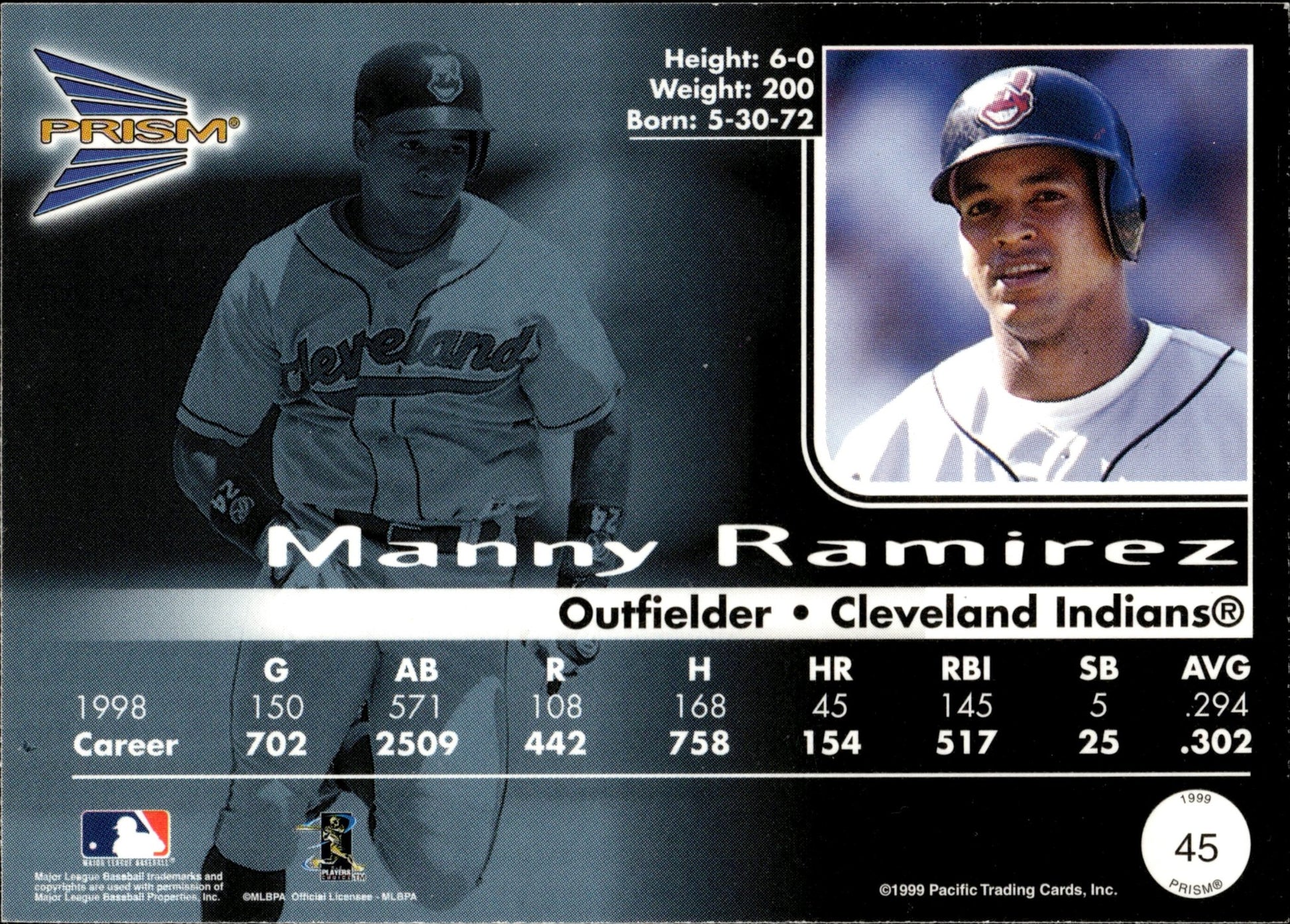 Manny Ramirez 1999 Pacific Prism #45 - Collector Store LLC