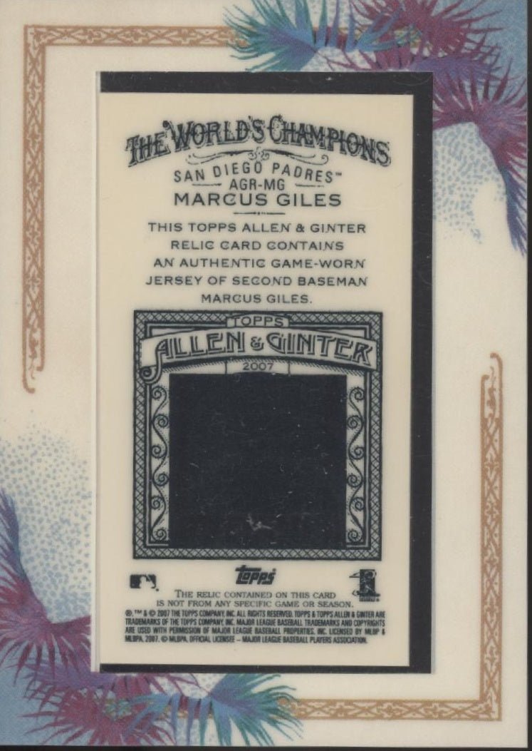 Marcus Giles 2007 Topps Allen & Ginter Mini Framed Swatch #AGR - MG - Collector Store LLC