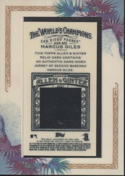 Marcus Giles 2007 Topps Allen & Ginter Mini Framed Swatch #AGR - MG - Collector Store LLC