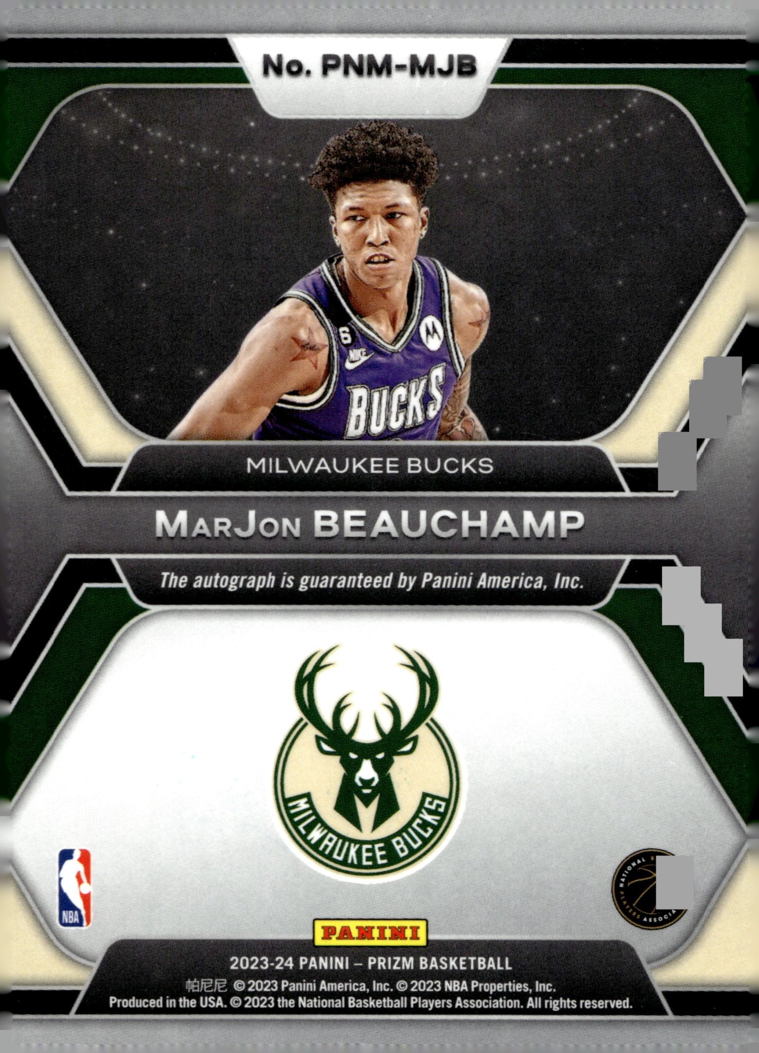 MarJon Beauchamp 2023 - 24 Panini Prizm Penmanship Auto #PNM - MJB - Collector Store LLC