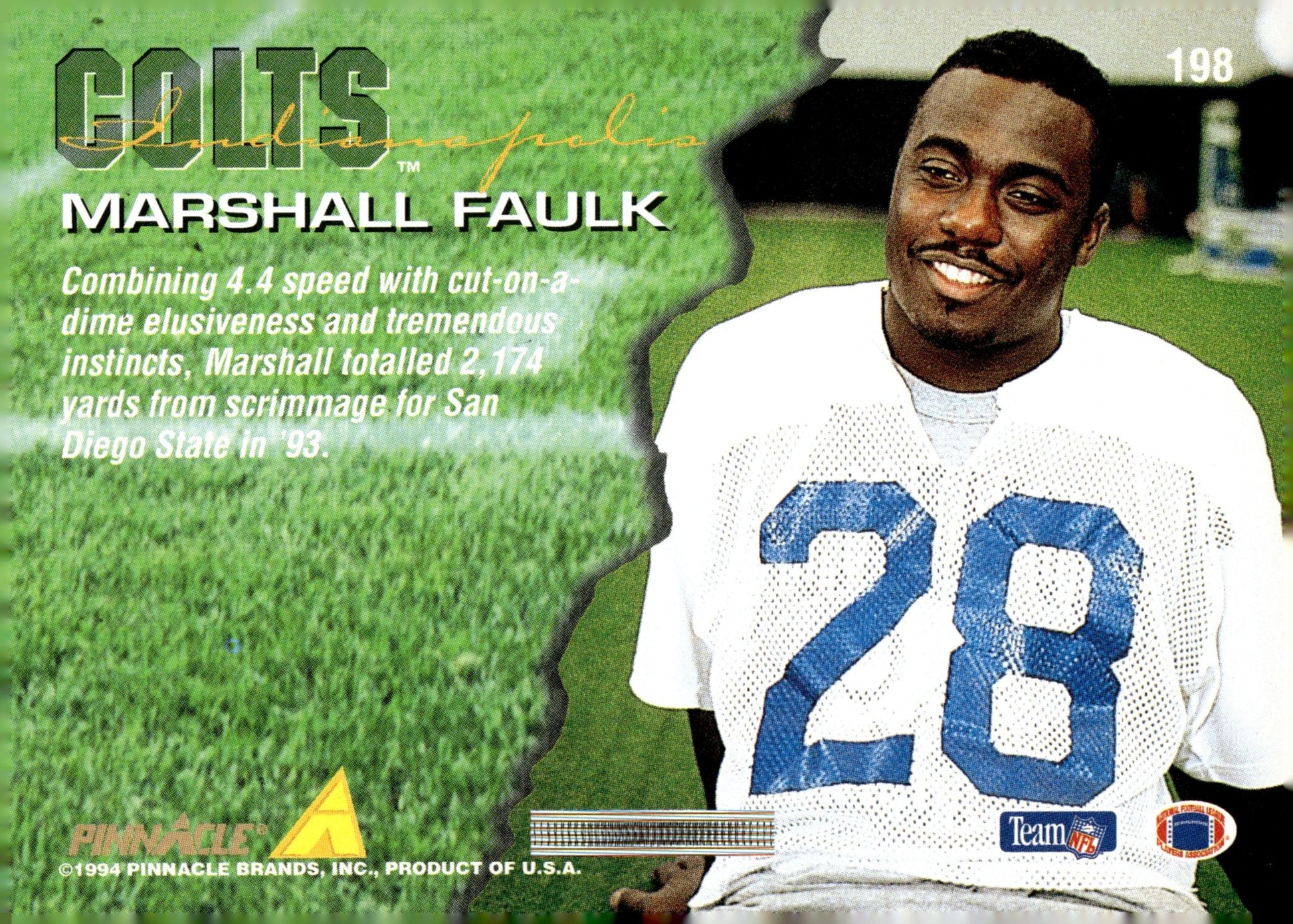 Marshall Faulk 1994 Pinnacle RC #198 - Collector Store LLC