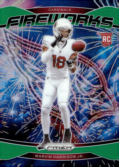 Marvin Harrison Jr. 2024 Panini Prizm Fireworks Green Prizm RC #20 #3 - Collector Store LLC