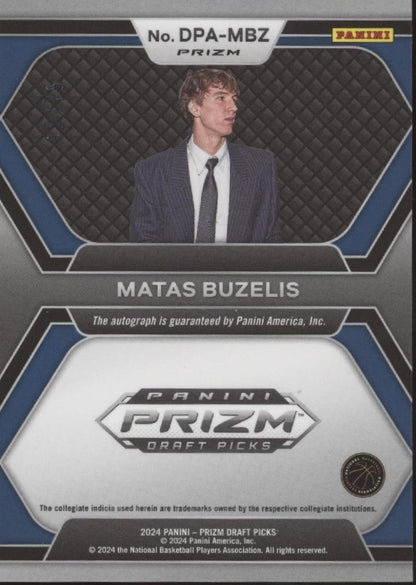 Matas Buzelis 2024 Panini Prizm Draft Picks Blue Ice Prizm RC Auto 13/75 - Collector Store LLC