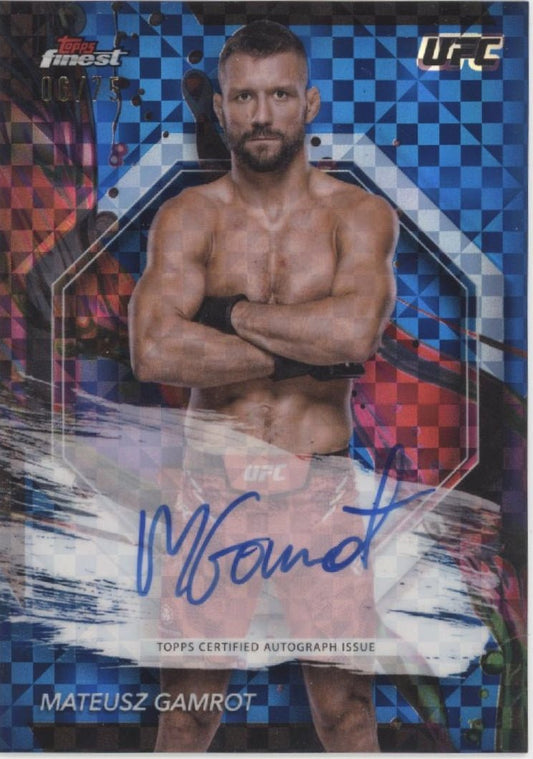 Mateusz Gamrot 2024 Topps Finest Blue Xfractor Refractor Auto 06/75 FA - MZG - Collector Store LLC