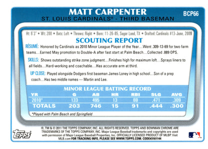 Matt Carpenter 2011 Bowman Chrome #BCP66 #1 - Collector Store LLC