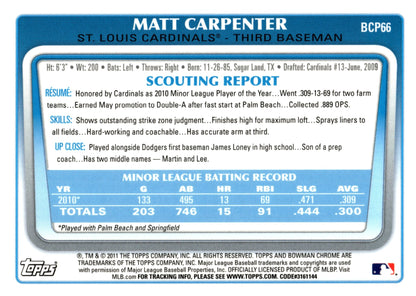 Matt Carpenter 2011 Bowman Chrome #BCP66 #2 - Collector Store LLC